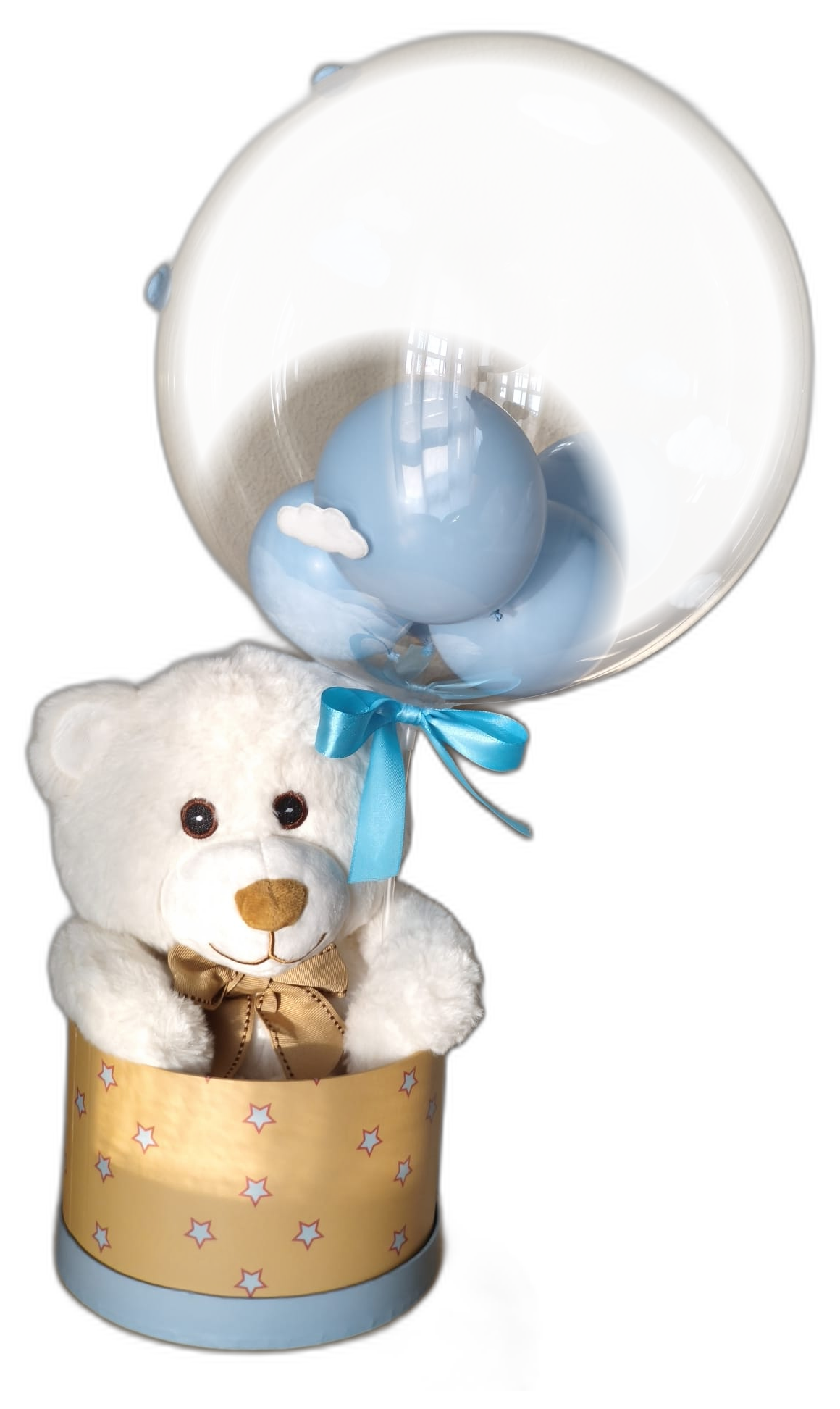 Arranjo de balão personalizado com peluche, pronto para entrega